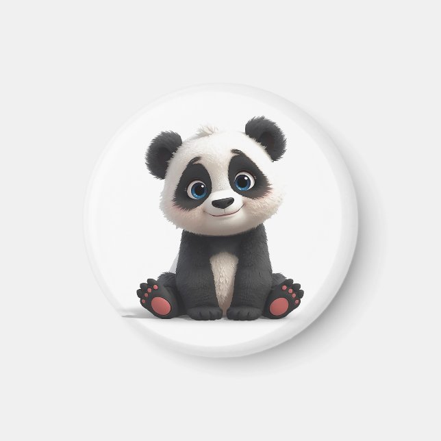 Aimant Illustration de dessin animé d'ours panda assis (Devant)