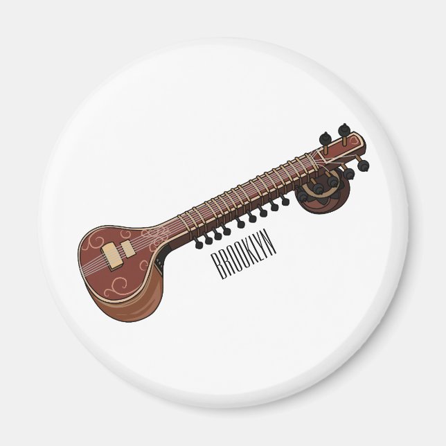 Aimant Illustration de dessin de Sitar (Devant)