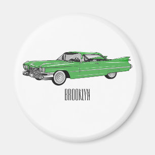 Aimant Illustration de dessin de voiture classique 1959