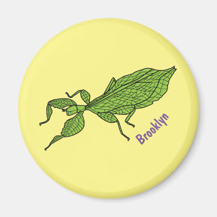 Aimant Illustration de dessin d'insecte des feuilles vert