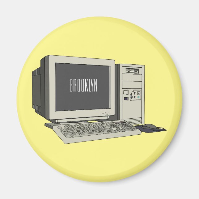 Aimant Illustration de dessin sur ordinateur (Devant)