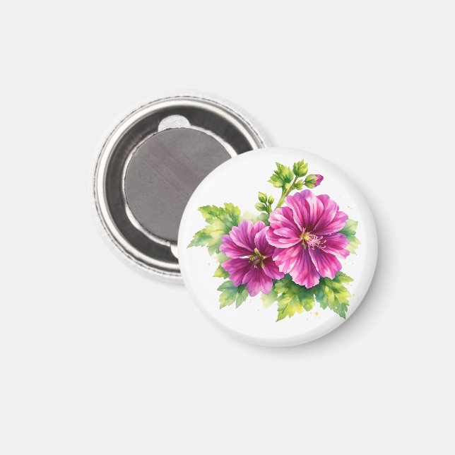 Aimant Illustration de fleur à l'aquarelle violette  (Recto/Verso)