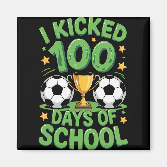 Aimant Illustration de football pour 100 jours d'école (Devant)
