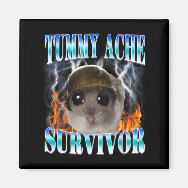 Aimant Illustration de hamster mème survivant de mal de v (Devant)