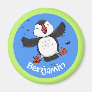 Aimant Illustration de la caricature de macareux volant