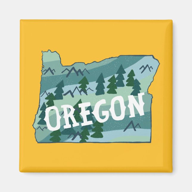 Aimant Illustration de la carte de l'État de l'Oregon (Devant)
