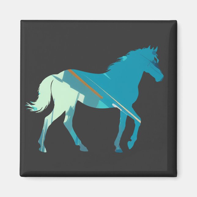 Aimant Illustration de la faune chevaline Nature Art Silh (Devant)