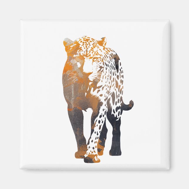 Aimant Illustration de la faune de panthère en silhouette (Devant)