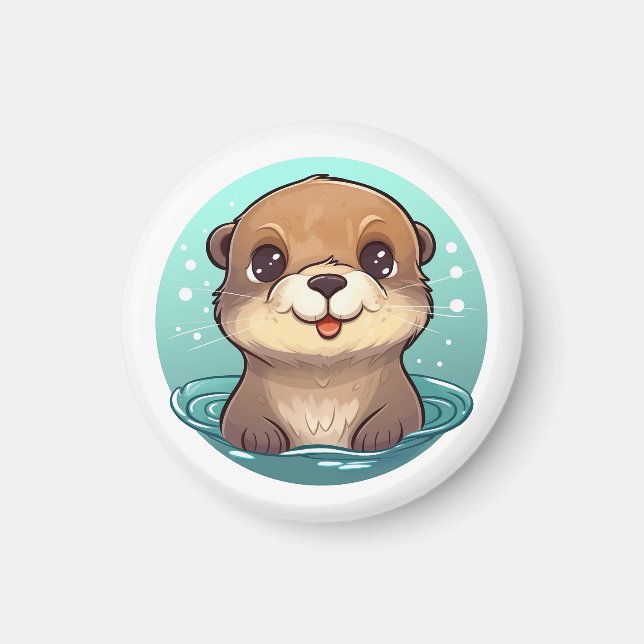 Aimant Illustration de la loutre de dessin (Devant)