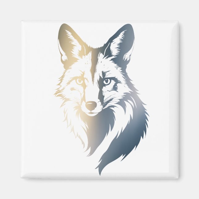 Aimant Illustration de la nature faunique Fox Style silho (Devant)