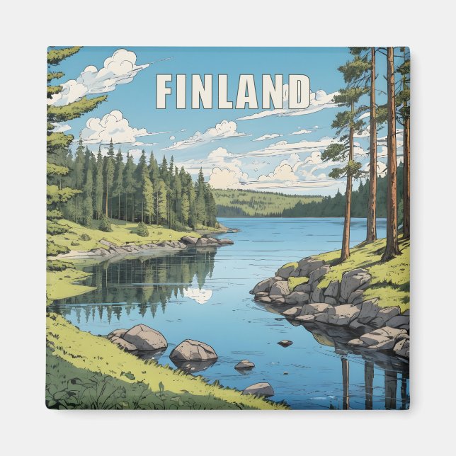 Aimant Illustration de la nature finlandaise (Devant)