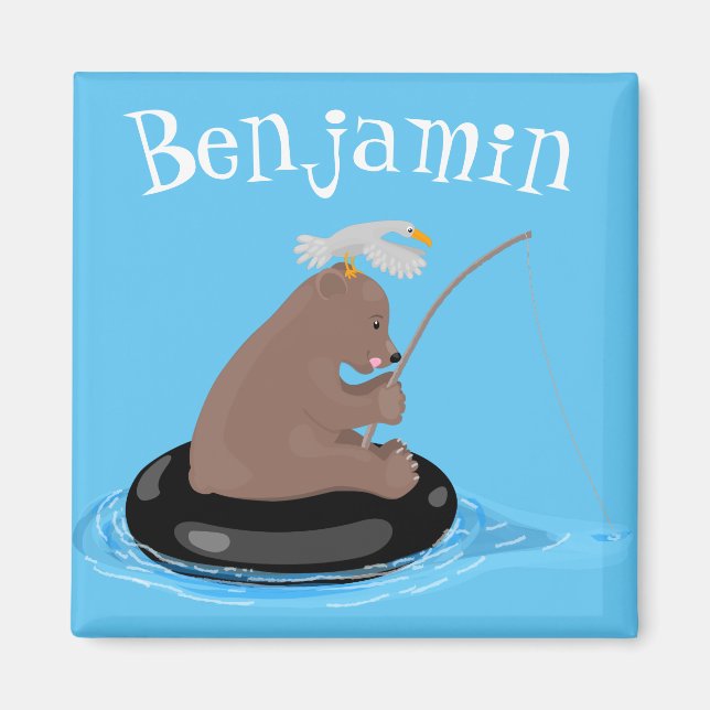 Aimant Illustration de la pêche de l'ourson mou (Devant)