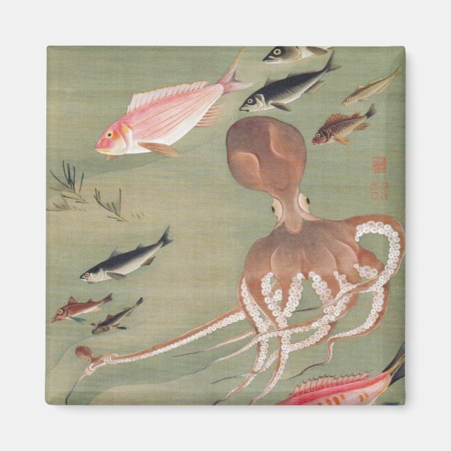 Aimant Illustration de la vie marine du poisson et de la  (Devant)