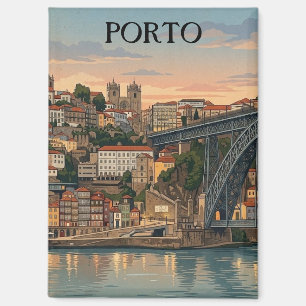 Aimant Illustration de la ville de Porto Portugal Tourism