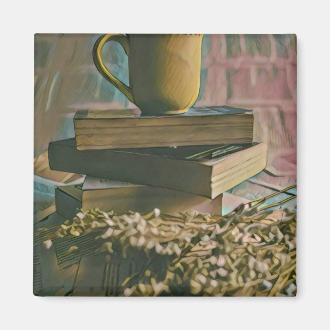 Aimant Illustration de l'amoureux de bibliothèque (Devant)