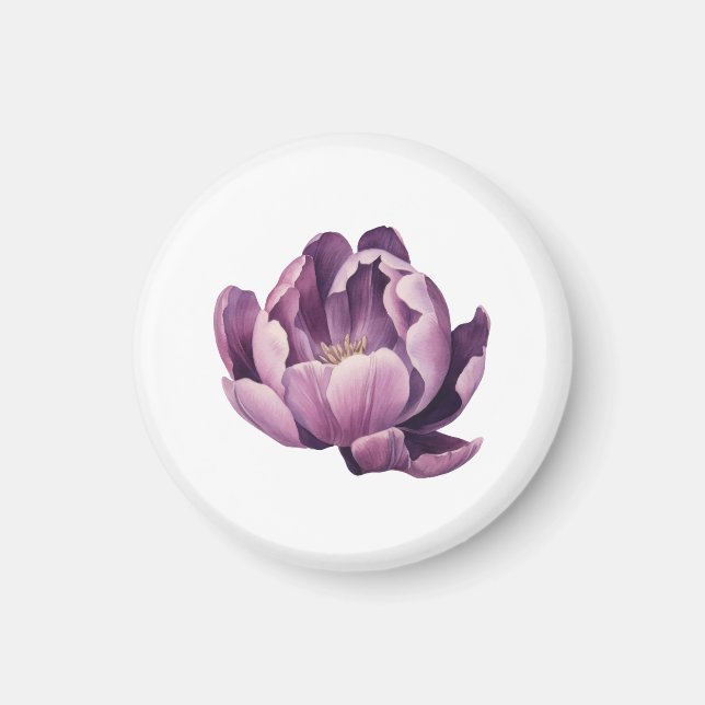 Aimant Illustration de l'aquarelle de la tulipe violette (Devant)