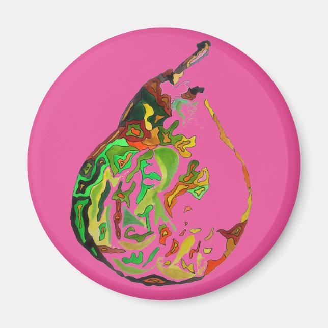 Aimant Illustration de l'aquarelle pop art aux fruits à p (Devant)