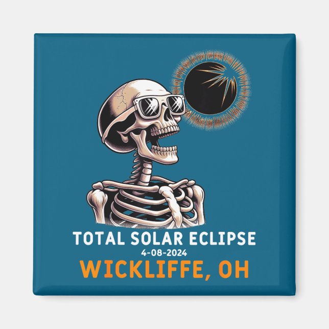 Aimant Illustration de l'éclipse solaire squelette Wickli (Devant)