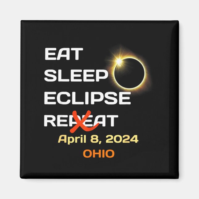 Aimant Illustration de l'éclipse solaire totale de l'Ohio (Devant)