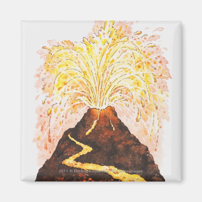 Aimant Illustration de l'éruption volcanique (Devant)