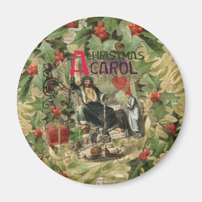 Aimant Illustration de l'esprit de Noël présent Scrooge (Devant)