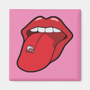 Aimant Illustration de lèvres coquines et piercing de lan