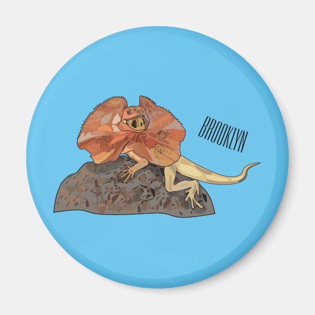Aimant Illustration de lézard à col frisé (Devant)