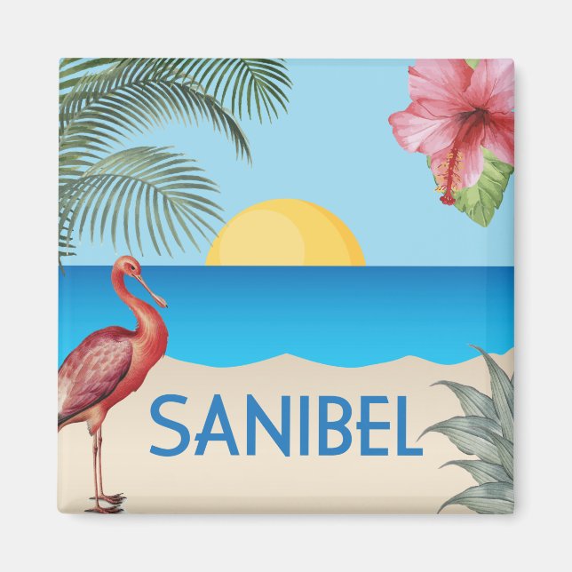 Aimant Illustration de l'île de Sanibel en Floride (Devant)