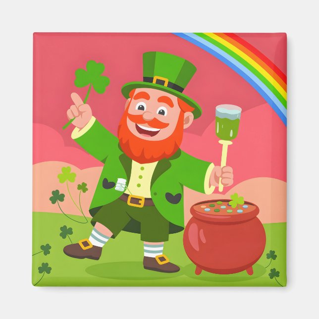 Aimant Illustration de lutin de la Saint-Patrick  (Devant)
