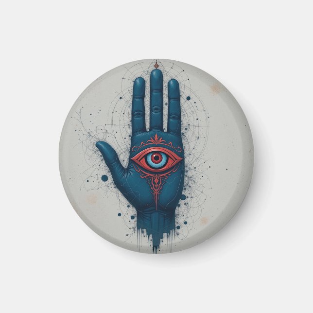 Aimant Illustration de main mystique avec œil rouge (Devant)