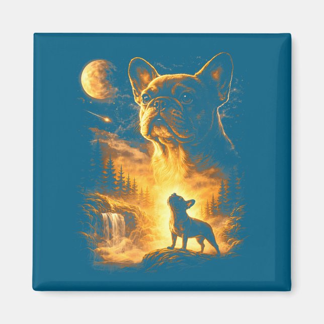 Aimant Illustration de mème de taureau français hurlant à (Devant)