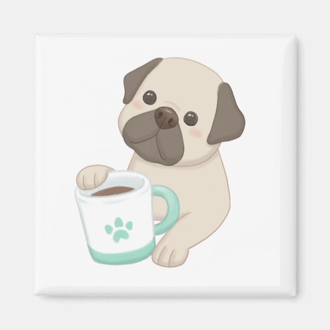 Aimant Illustration de mignon chien et de muscade (Devant)