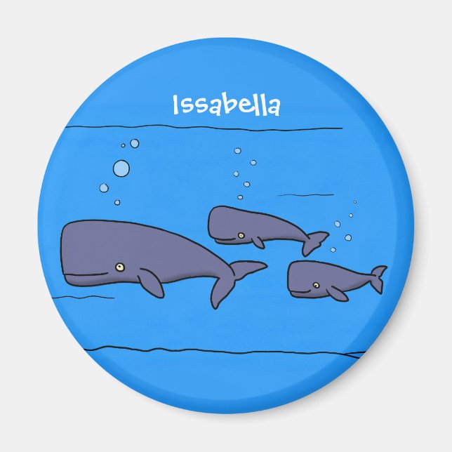 Aimant Illustration de mignonne migratrice de baleines à  (Devant)