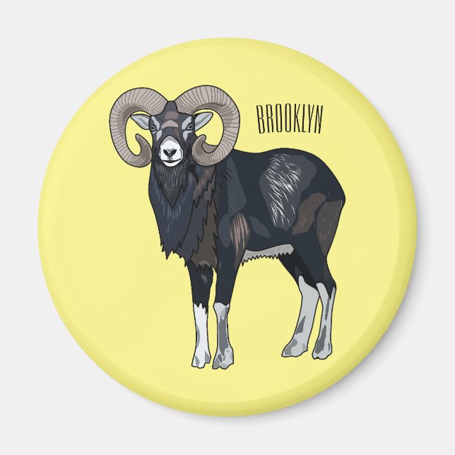 Aimant Illustration de mouflon, mouton (Devant)