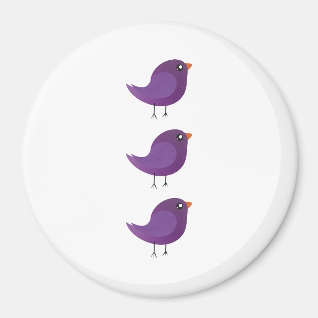 Aimant Illustration de petit oiseau violet mignon (Devant)