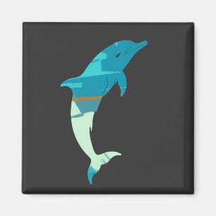 Aimant Illustration de poisson dauphin Style silhouette