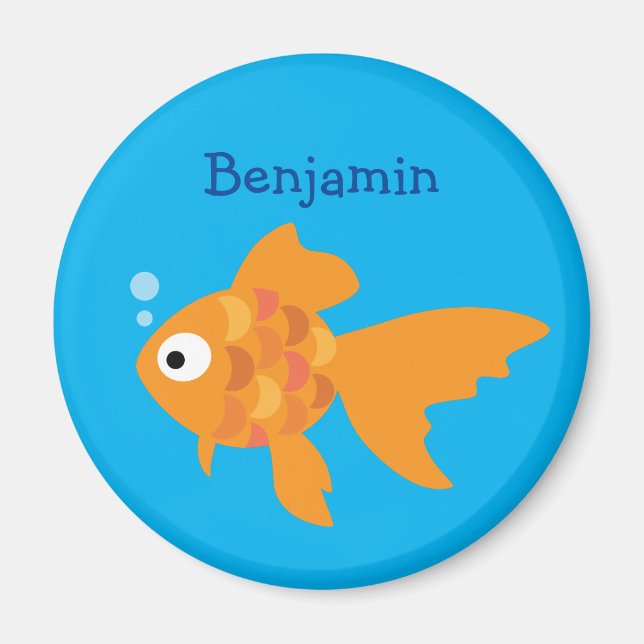 Aimant Illustration de poisson d'or convivial (Devant)
