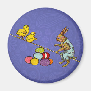 Aimant Illustration de poussins de lapin de Pâques pondan