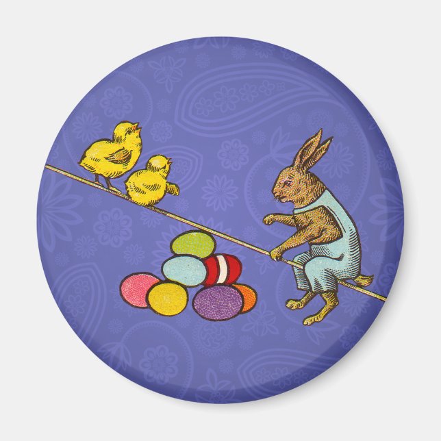Aimant Illustration de poussins de lapin de Pâques pondan (Devant)