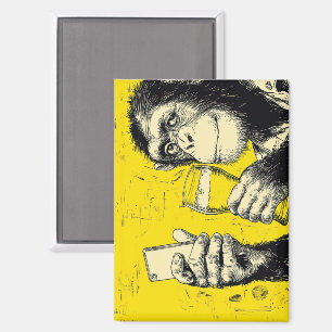 Aimant Illustration de singe drôle prenant un selfie – Ch