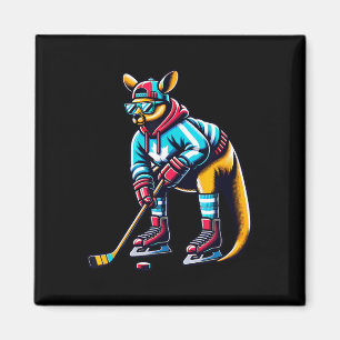 Aimant Illustration de sports cool Kangourou de hockey su