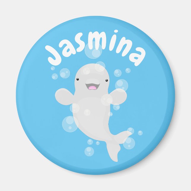 Aimant Illustration de style cartoon de baleine blanche s (Devant)