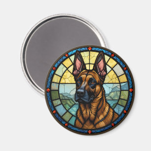 Aimant Illustration de style Malinois belge en verre vern