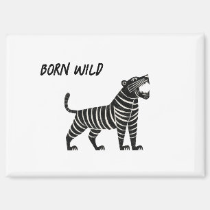 Aimant Illustration de Tigre Rayé – Anima Folk Minimalist