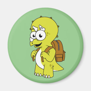 Aimant Illustration De Tricératops Avec Sac À Dos.