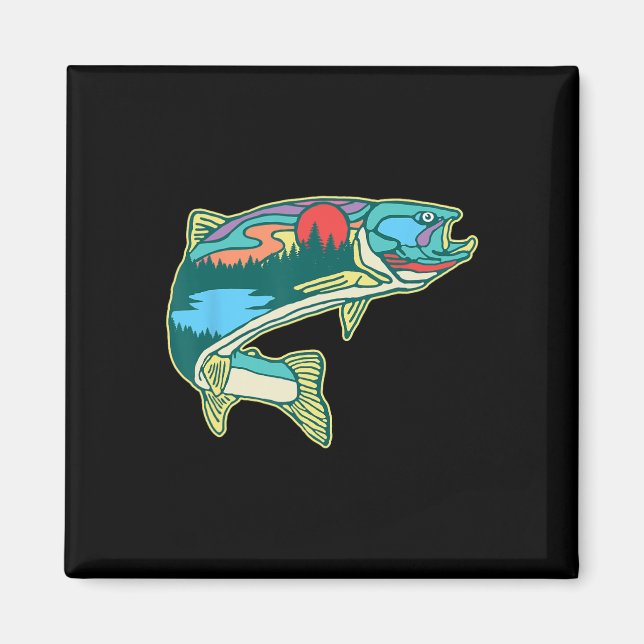 Aimant Illustration de truite naturelle Pêche à la mouche (Devant)