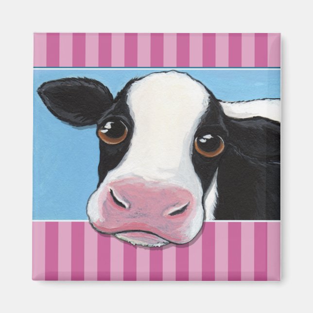 Aimant Illustration de vaches blanches et noires mignonne (Devant)
