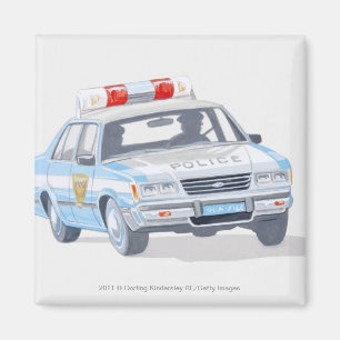 Aimant Illustration de voiture de police avec deux