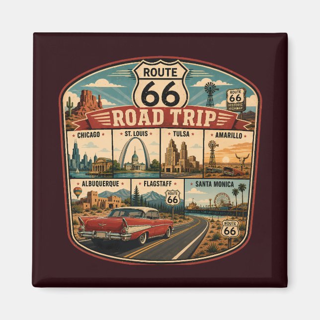 Aimant Illustration des monuments de la route 66 Badge d' (Devant)
