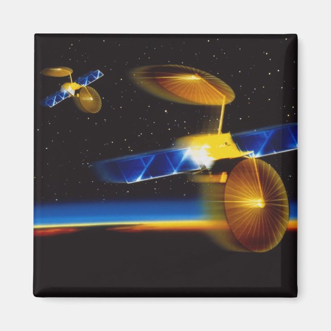 Aimant Illustration des satellites à l'horizon terrestre (Devant)